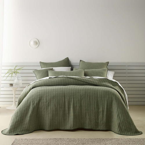 Bianca Bari Polyester/Cotton Green Bedspread Set - Super King