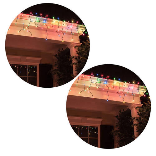 2x 2m Colour XMAS/Christmas Solar Curtain LED Lights