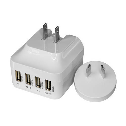 Doss 5V 6.8A 4 Way Usb Charger With Australia & Usa Power Plug
