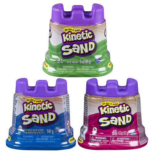 3PK Spin Master Kinetic Sand Castle Container 5oz Kids Mouldable Toy Asstd 3+