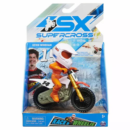 Spin Master Supercross Race & Wheelie Motorcycle Racer Bike Kids Toy 5+