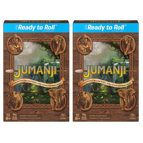 2PK Spin Master Ready to Roll Jumanji Travel Game Board/Cards Set 2-4 Player 8+
