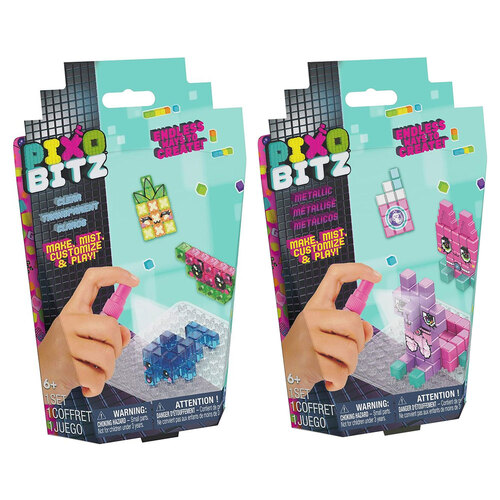 2PK Spin Master Pixobitz Metallic & Sparkly Feature Pack Blocks Toy Asst 6+