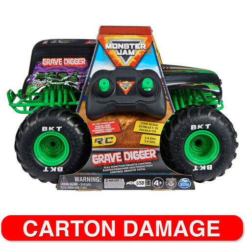 Monster Jam 1:15 Radio Control 2.4GHz Grave Digger Monster Truck Toy 4y+
