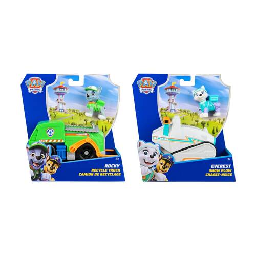2x 2pc Paw Patrol Kids Toy Rocky & Everest Sustainable Basic Rescue Vehicle 3Y+