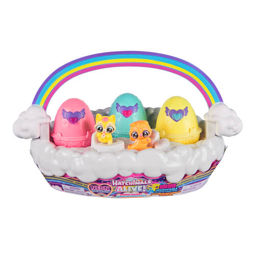 Hatchimals Alive Neon Rainbow Spring Basket 3 Eggs Kittingale 3y+ Assorted