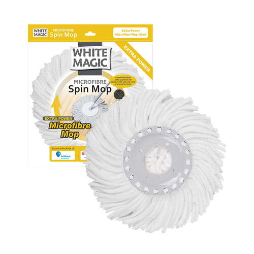 White Magic Extra Power Microfibre Head For Spin Mop