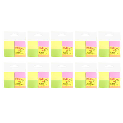 10x 4pc Neon Notes Multicoloured Sticky Notes - 100 Sheets