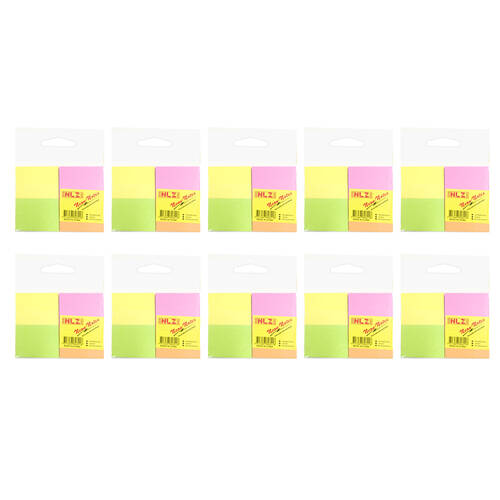 10x 4pc Neon Notes Multicoloured Sticky Notes - 100 Sheets