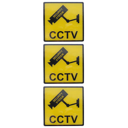 3PK Doss 120mm CCTV Security Sign Acrylic