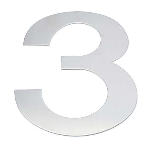 Number 3 Sign 300x215x1.2mm Stainless Steel