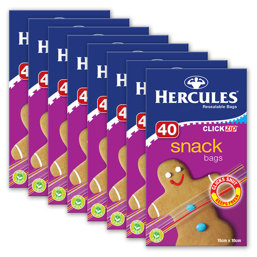 8x 40pc Hercules ClickZip Snack Bags
