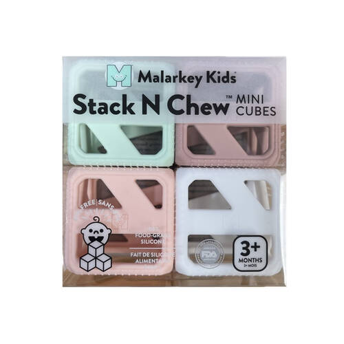 4pc Malarkey Kids Stack n Chew Mini Cubes Babies Teething Toy Pastel 3m+