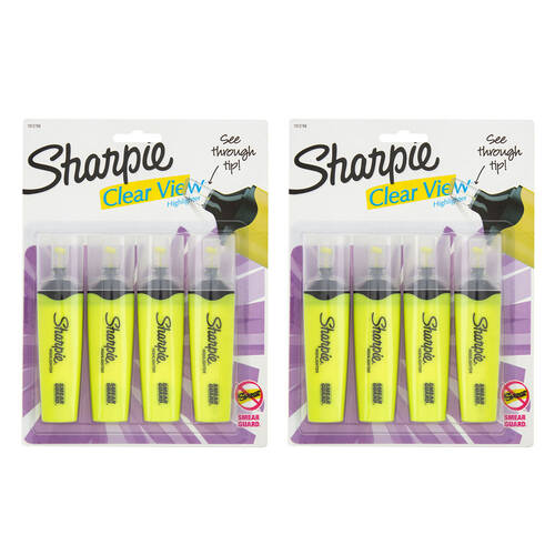 2x 4PK Sharpie Clear View Highlighter - Yellow
