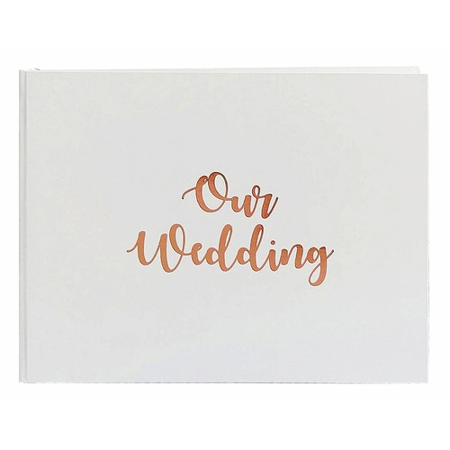 Wedding Guest Book Our Wedding 9x7 Rose Gold/White
