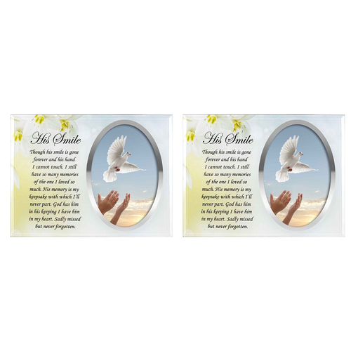 2x His Smile Rememberance Photo Frame 22x17cm Memorial Display Card