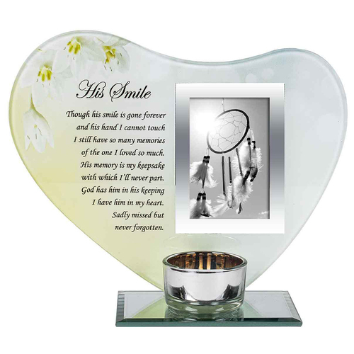 His Smile With Candle Remembrance Photo Frame 19x15cm