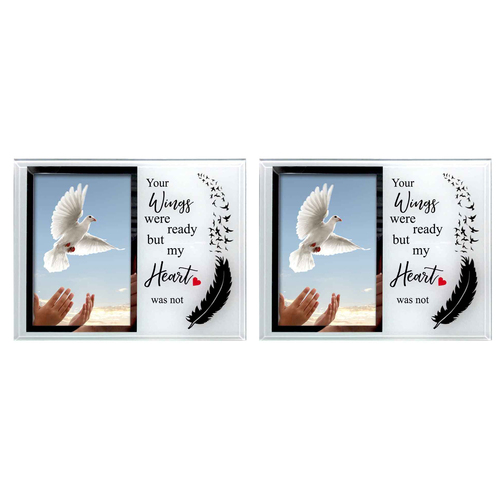 2x Your Wings Were Ready Photo Frame 22x17cm Memorial Tealight Holder Frame
