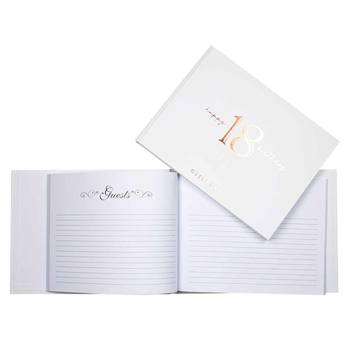 18th Rose Gold Guest Book Rose Gold Text 23x18cm Birthday Keepsake