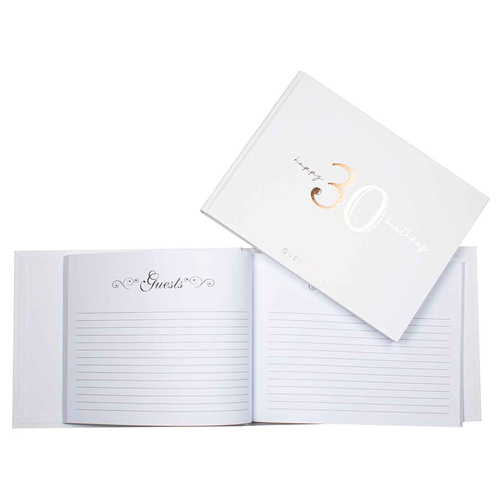 30th Rose Gold Guest Book Rose Gold Text 23x18cm Birthday Keepsake