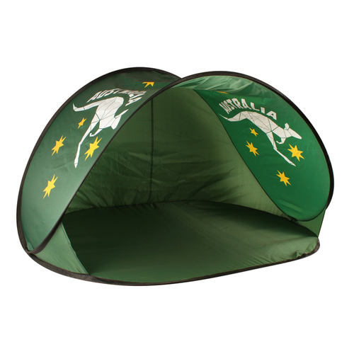 Good Vibes Collapsible 145x80cm Beach Sun Shade w/ Bag - Green/Gold