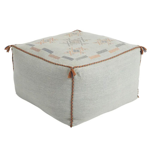 Coast To Coast Home Tayen Cotton Filled Pouf 50x30cm Grey/Blue