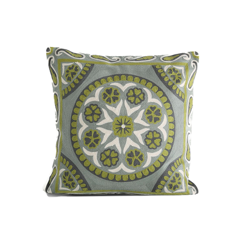 Rayell Embroidered Tranquility 50x50cm Indoor Cotton Cushion - Lime