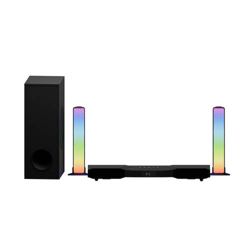 Laser RGB 2.1CH Bluetooth/AUX/USB/HDMI-eARC Gaming Soundbar w/ Subwoofer 30W