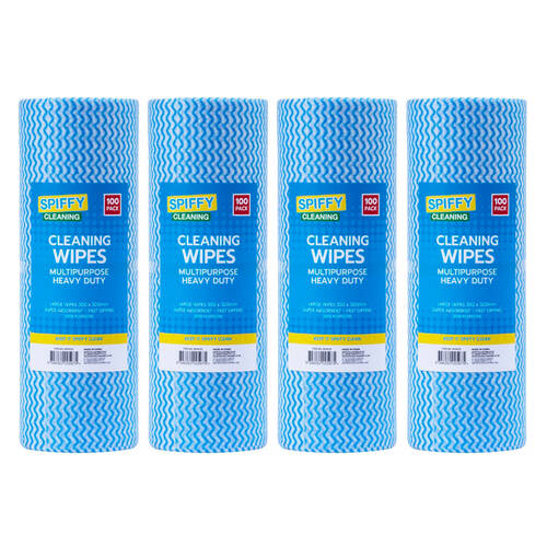 4x 100pc Spiffy Cleaning Multipurpose Cleaning Dry Polyester Wipes