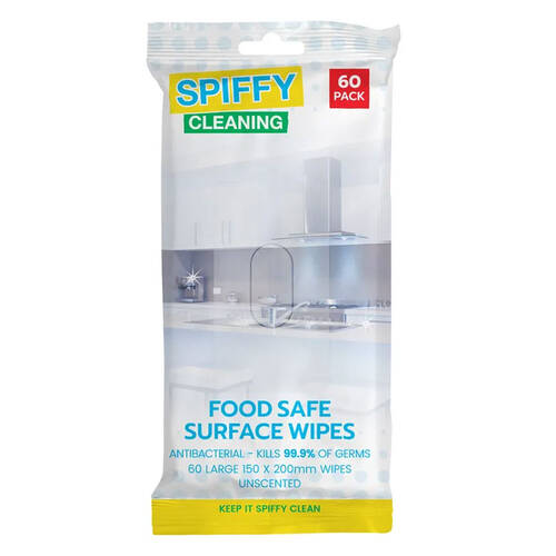 60PK Spiffy Cleaning Food Safe Surface Wipes