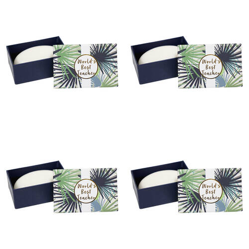 4PK LVD The World's Best Teacher Glycerin Soap in Gift Box 9x6cm Palm Leaves