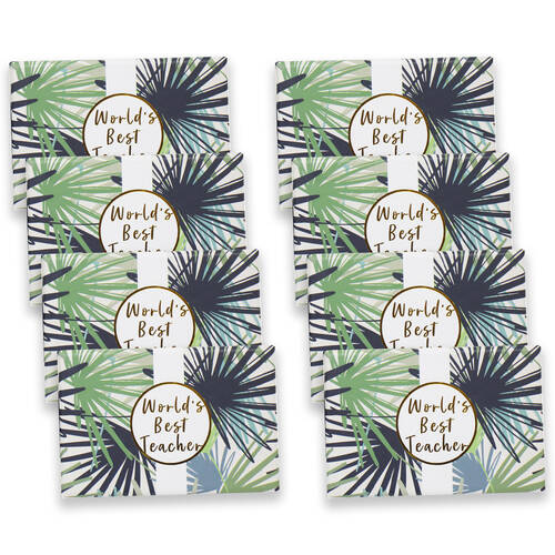 8PK LVD The World's Best Teacher Glycerin Soap in Gift Box 9x6cm Palm Leaves