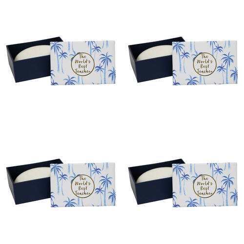 4PK LVD The World's Best Teacher Glycerin Soap in Gift Box 9x6cm Blue Palm