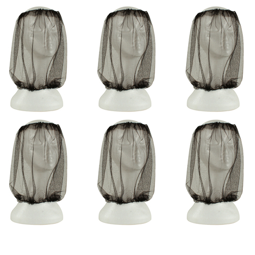 6PK Wildtrak Mesh Fabric Mosquito Head Net Outdoor Camping 45x33cm Black