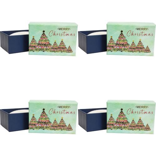 4PK LVD Christmas Tree Bath Soap Bar 9x6cm w/ Box - Green