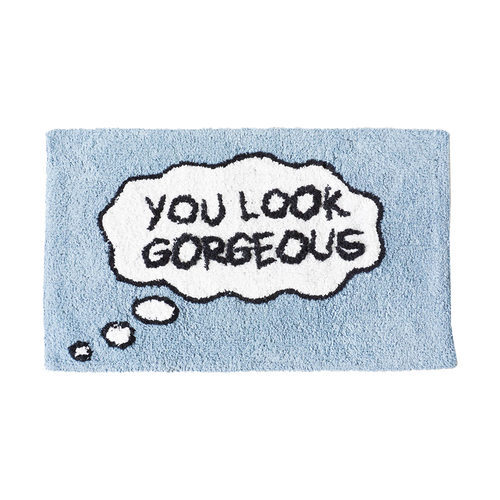 Rayell Bathroom Mat Absorbent Rug You Look Gorgeous Blue 80x50cm