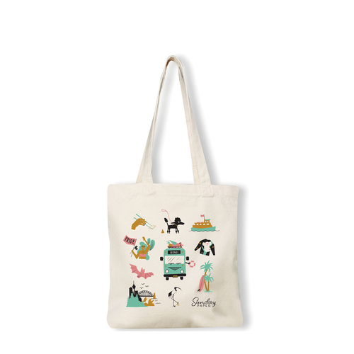 Sunday Paper Women's Cotton Canvas Tote Bag 38.5x42cm - Sydney