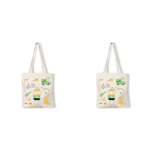 2PK Sunday Paper Women's Cotton Canvas Tote Bag 38.5x42cm - Melbourne Icons