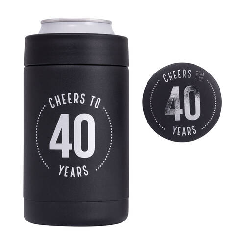 Splosh Celebration 40th Insulated Drink Cooler 8x13.5cm - Black