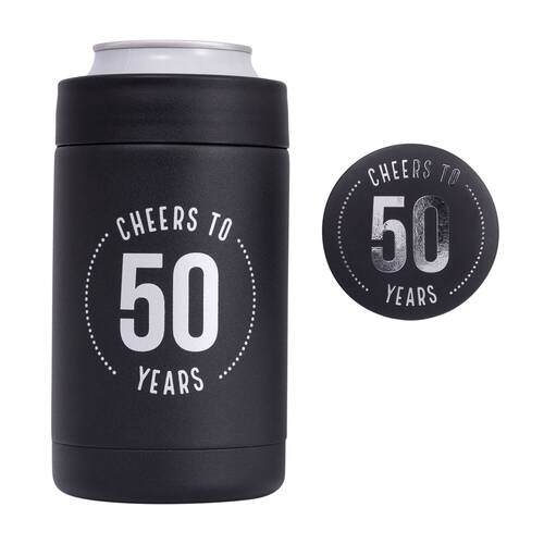 Splosh Celebration 50th Insulated Drink Cooler 8x13.5cm - Black