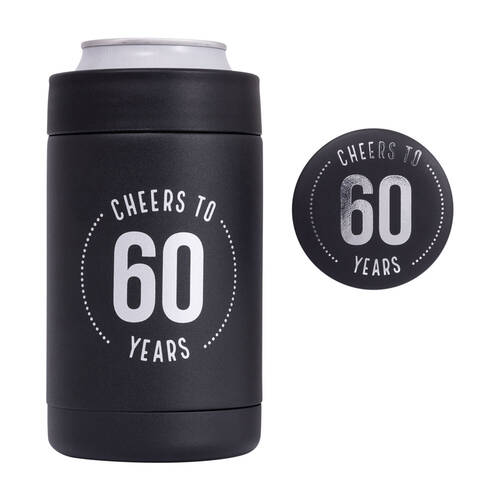 Splosh Celebration 60th Insulated Drink Cooler 8x13.5cm - Black