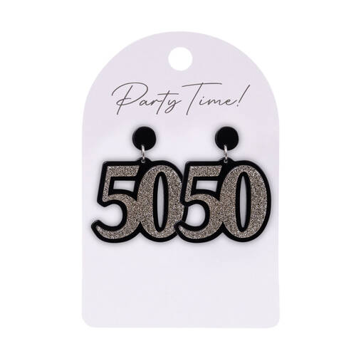 2pc Splosh 50 Celebration Stainless Steel/Acrylic Earrings 4.5x4cm
