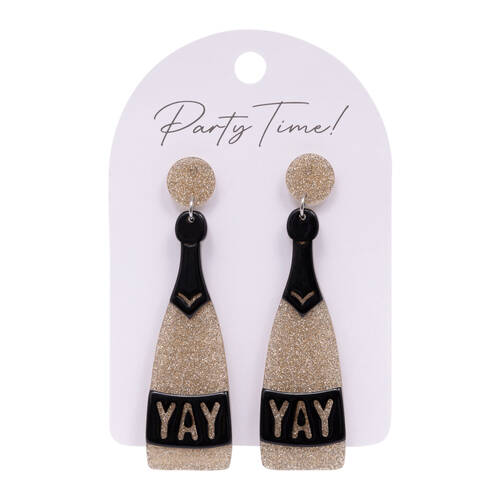 2pc Splosh Champagne Celebration Stainless Steel/Acrylic Earrings 4.5x4cm