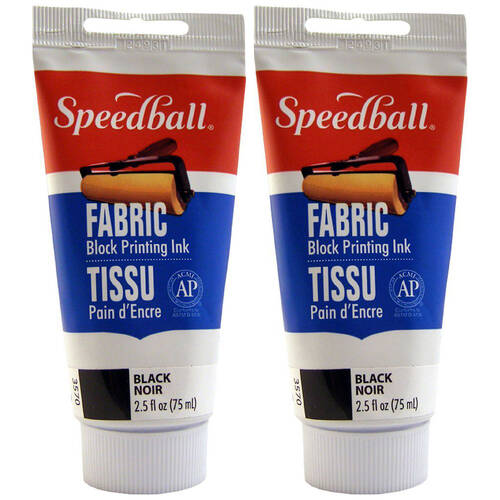 2PK Speedball Water-Washable Oil-Based Fabric Block Printing Ink 75ml Black