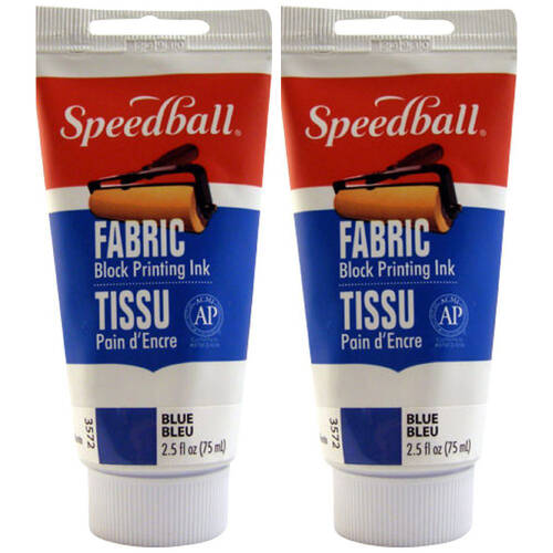 2PK Speedball Water-Washable Oil-Based Fabric Block Printing Ink 75ml Blue