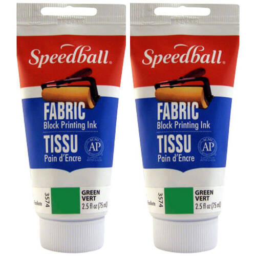 2PK Speedball Water-Washable Oil-Based Fabric Block Printing Ink 75ml Green