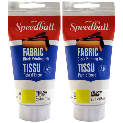 2PK Speedball Water-Washable Oil-Based Fabric Block Printing Ink 75ml Yellow