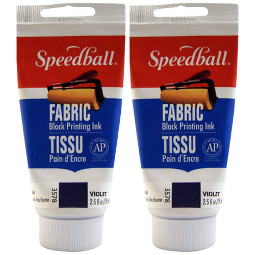 2PK Speedball Water-Washable Oil-Based Fabric Block Printing Ink 75ml Violet