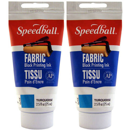 2PK Speedball Water-Washable Oil-Based Fabric Block Printing Ink 75ml Turquoise