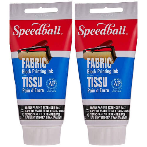2PK Speedball Versatile Fabric Block Printing Extender Ink Base 75ml Transparent